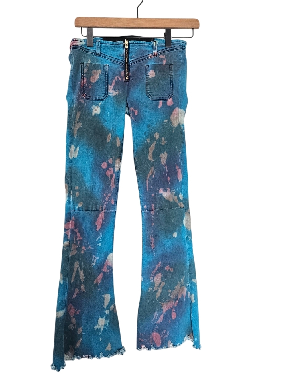 One Teaspoon Revival Low Rise Blue Tie-Dye Flare Jeans Size XS